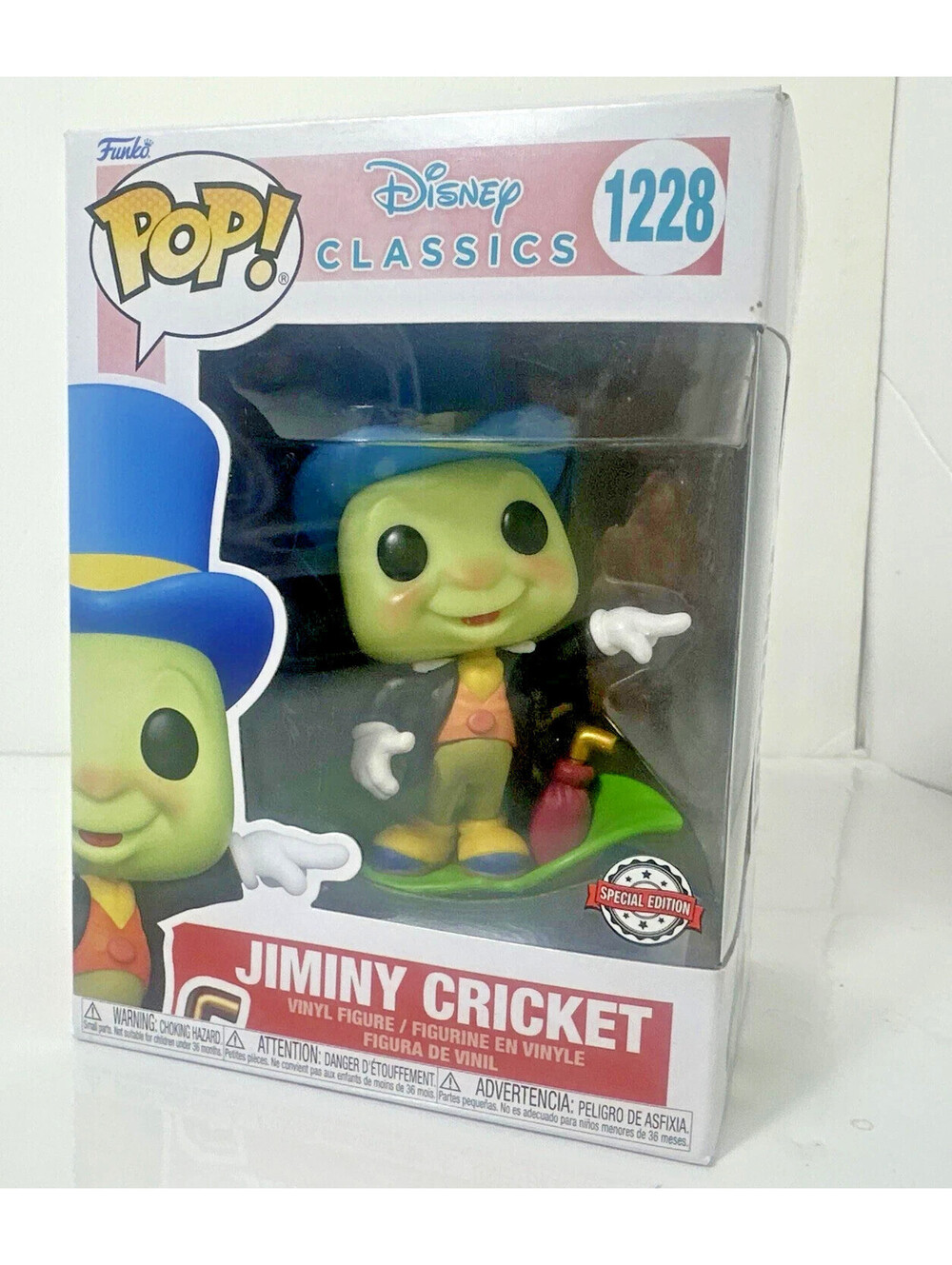 Funko Pop Jiminy Cricket on Leaf 1228 Special Edition Disney Pinocchio Vinyl
